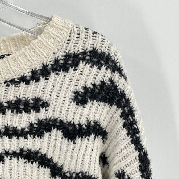 Line The Label Zebra Black White Sweater Print Cotton Wool Alpaca Sz Large - Picture 3 of 6